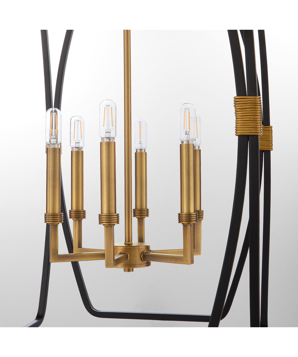 Bishop 6-light Pendant Matte Black|Brushed Brass