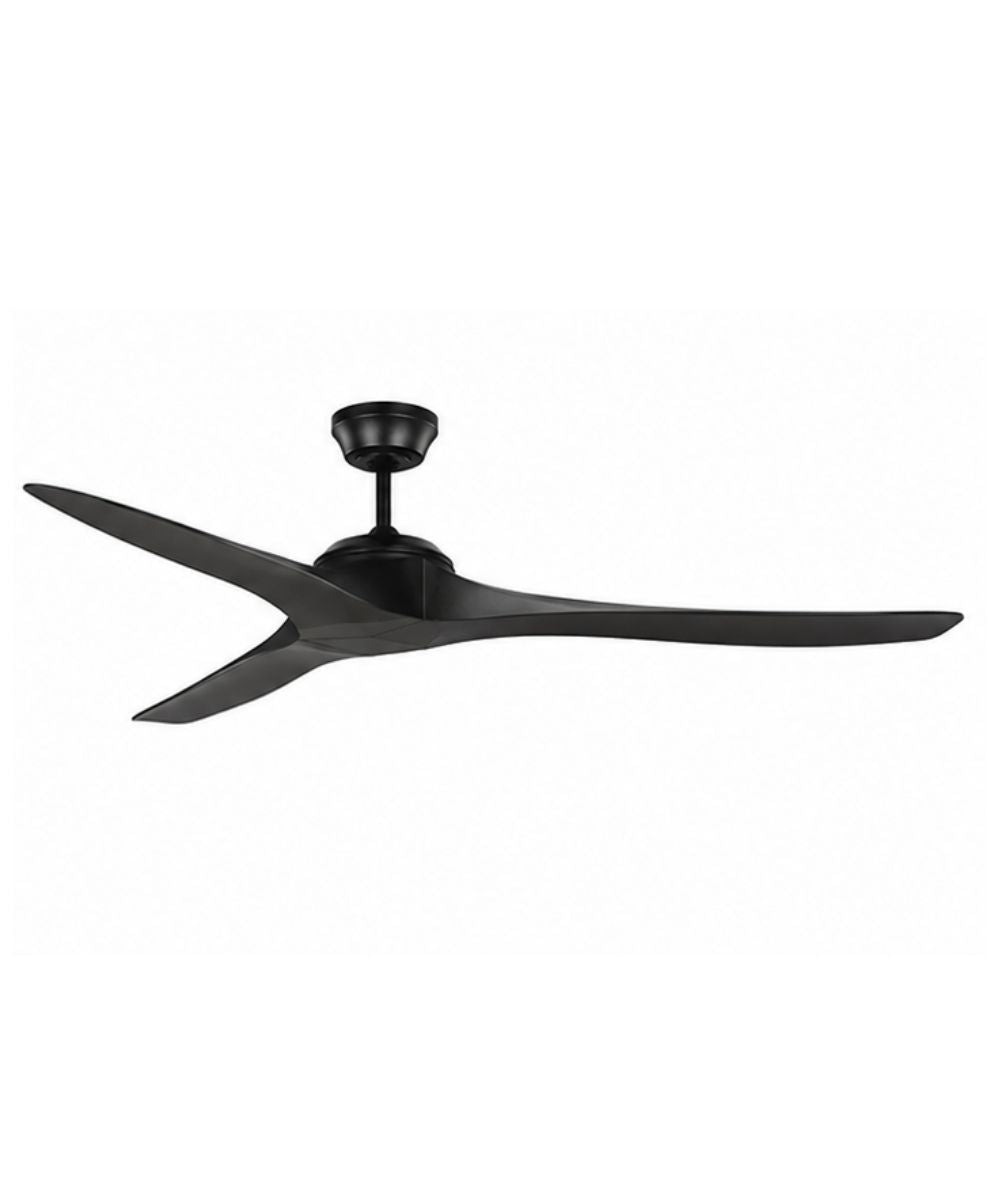 60" Edge Coastal 3-Blade Indoor/Outdoor Ceiling Fan Midnight Black Finish with Remote