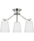 Vertex 3-Light Etched White Convertible Chandelier Brushed Nickel