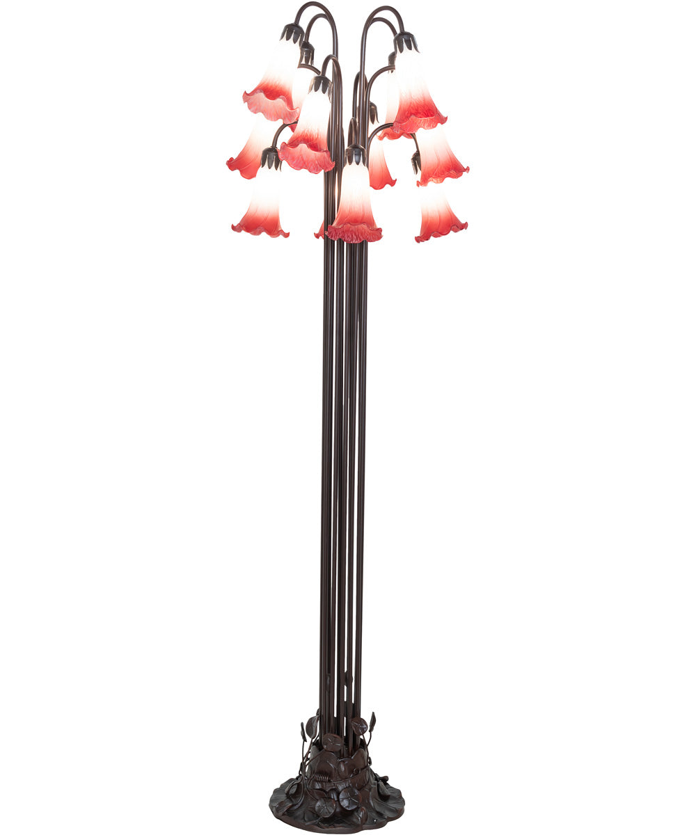 63" High Pink Tiffany Pond Lily 12 Light Floor Lamp
