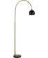Arched Floor Lamp in Antique Brass and Matte Black Metal