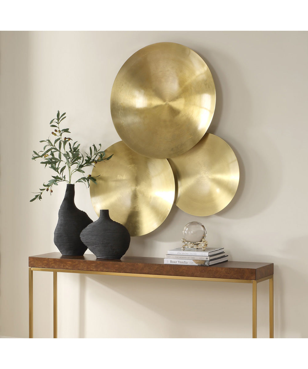 Cymbalic Round Brass Wall Art Set of 3