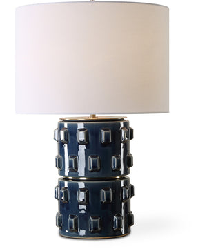 Round Ceramic Table Lamp in Blue