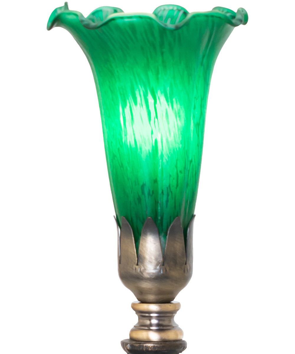 12" High Green Tiffany Pond Lily Cherub Mini Lamp