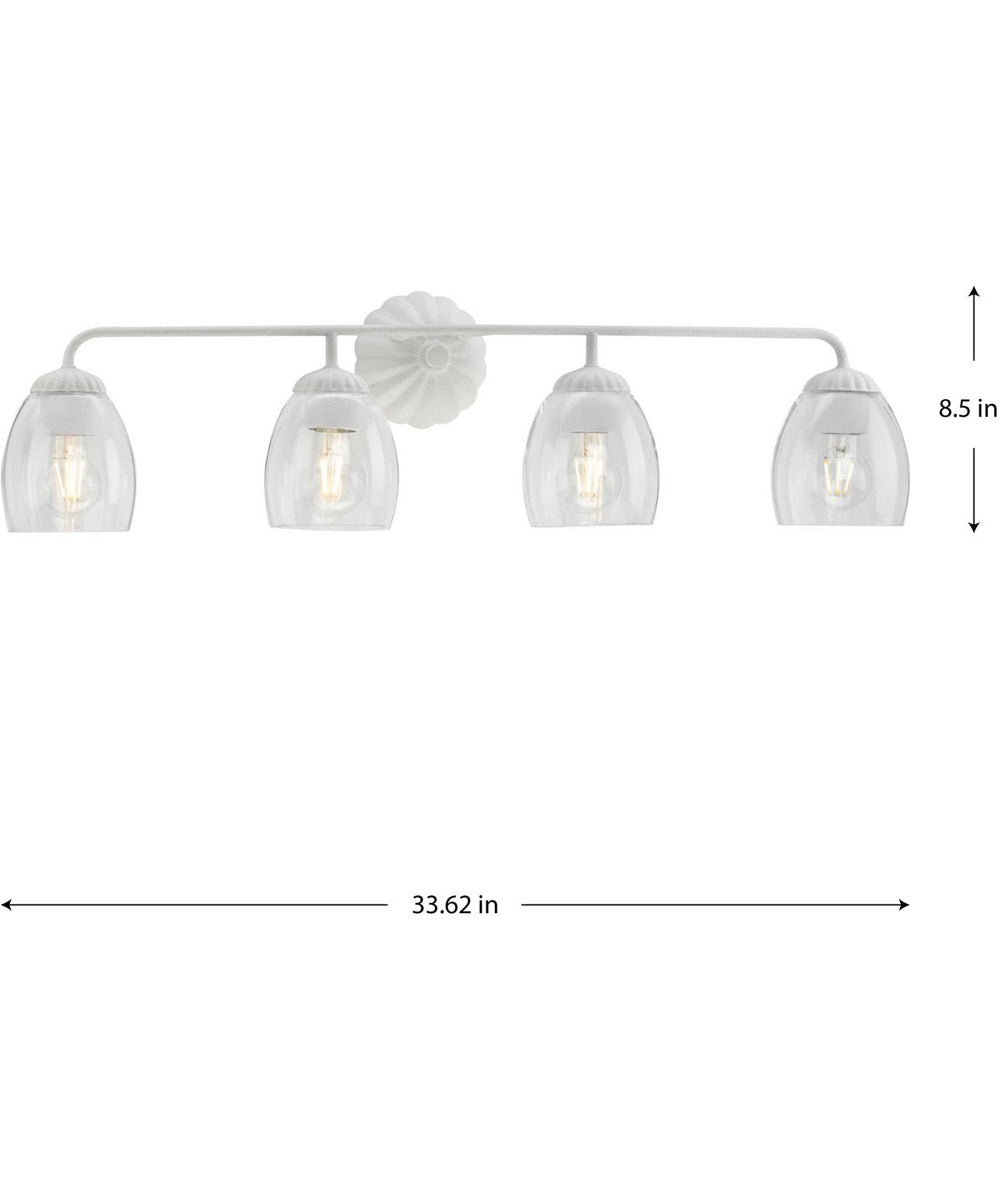 Quillan 4-Light Transitional Bath & Vanity Light White Plaster