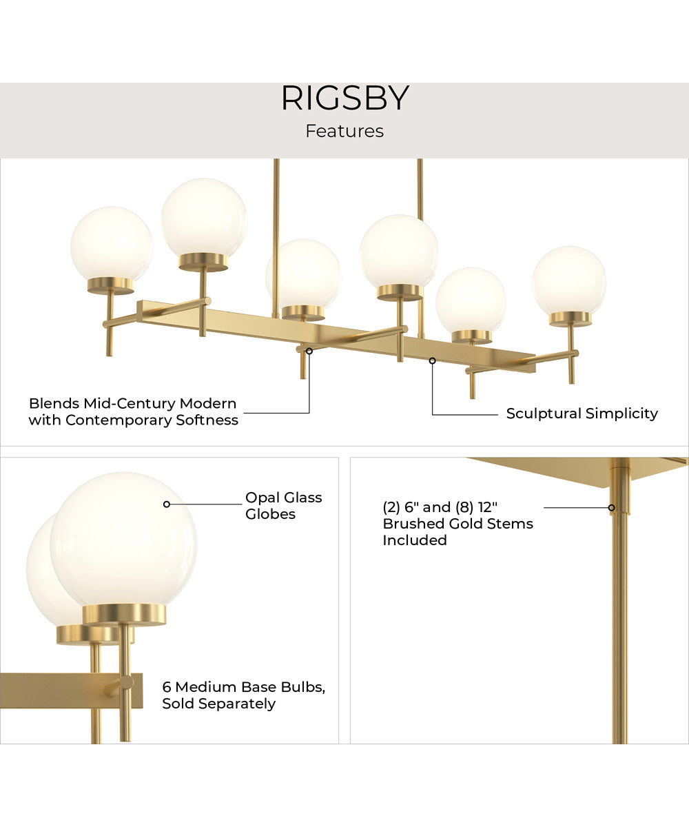 Rigsby 6-Light Linear Chandelier Brushed Gold
