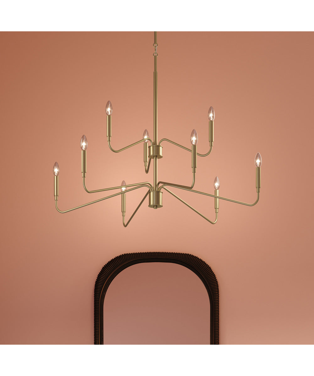 Pilar Two-Tier 9-Light Chandelier Brushed Gold