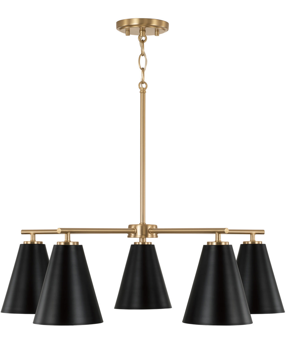 Charlie 5-Light Chandelier Matte Brass and Black