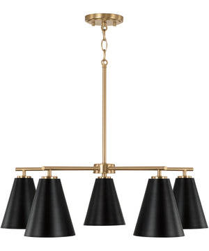Charlie 5-Light Chandelier Matte Brass and Black