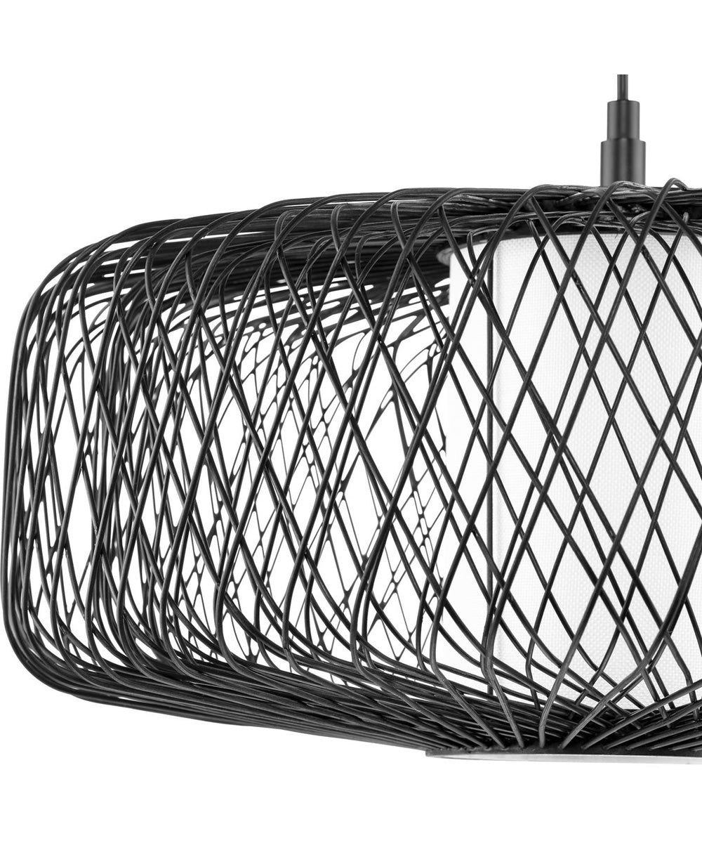 Cordova 1-Light Large Pendant Black Rattan