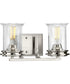 Winslett 2-Light Clear Seeded Glass Coastal Bath Vanity Light Brushed Nickel