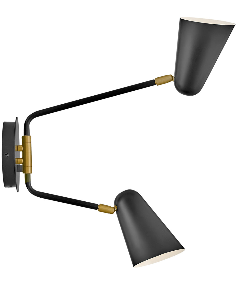 Birdie 2-Light Large Two Light Sconce in Black