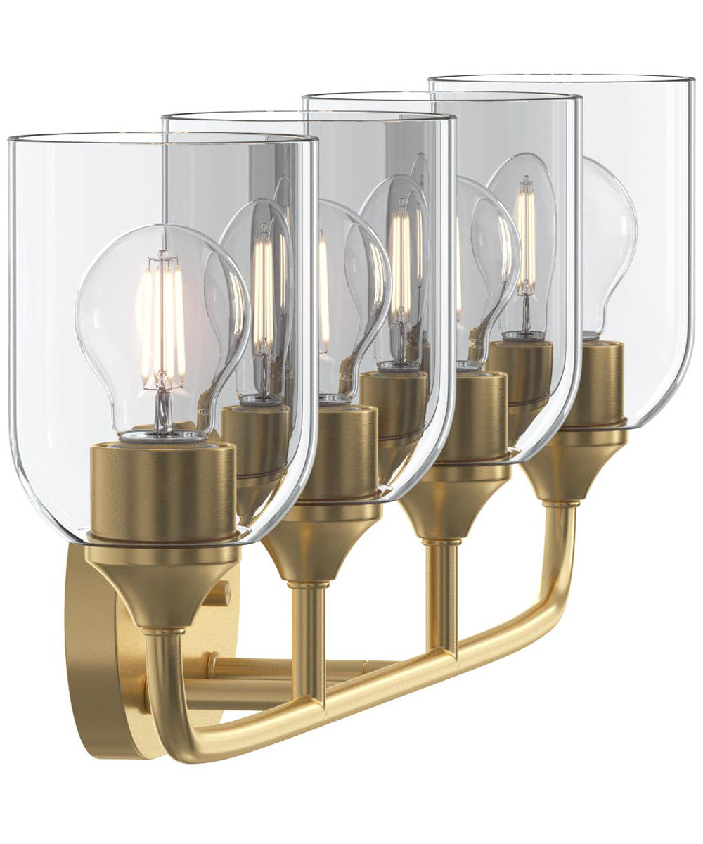 Ilia 4-Light Bath Vanity with Clear Glass Shade Brushed Gold