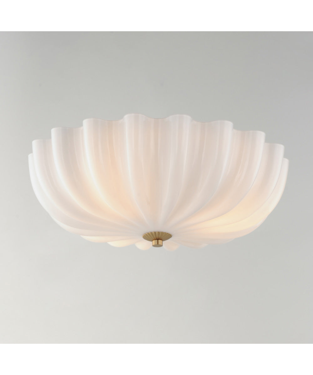 Bundt 15 inch Wall Sconce / Flush Mount White/Natural Aged Brass