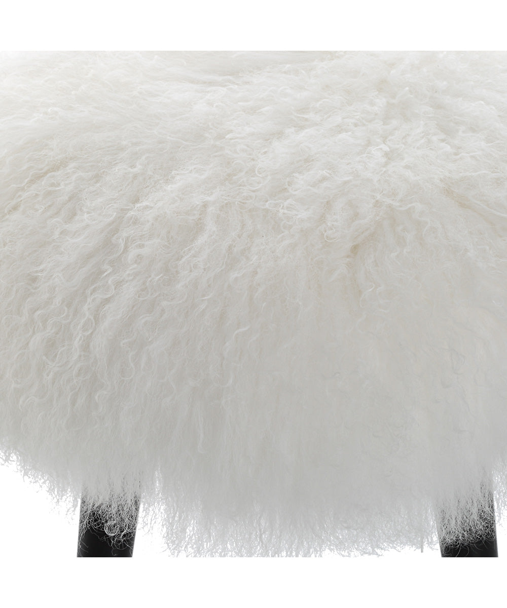 Wooly Sheepskin Accent Stool