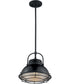 12"W Upton 1-Light Pendant Gloss Black / Silver