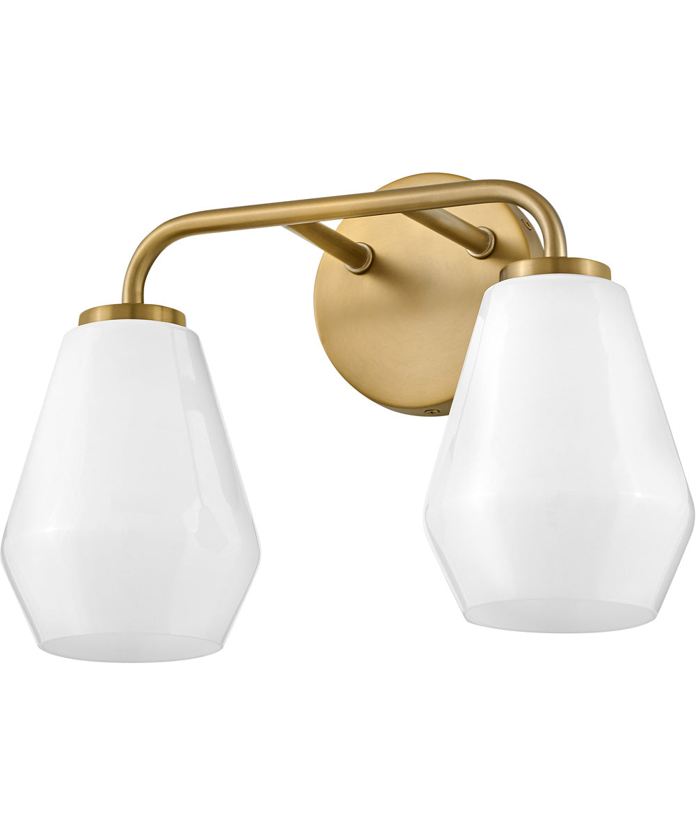 Gio 2-Light Small Two Light Vanity in Lacquered Brass