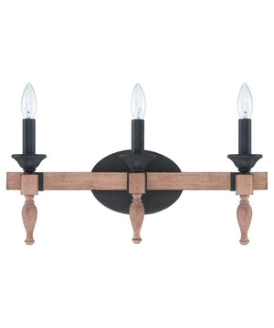 Glenwood 21"W 3-Light Aged Bronze and Distressed Oak Finish Bathroom Vanity Light Fixture