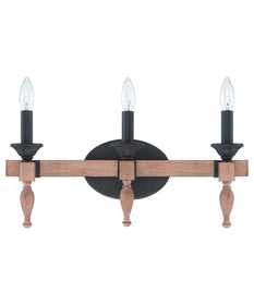 Glenwood 21"W 3-Light Aged Bronze and Distressed Oak Finish Bathroom Vanity Light Fixture