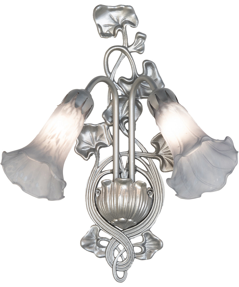 14" Wide Gray Tiffany Pond Lily 2 Light Wall Sconce