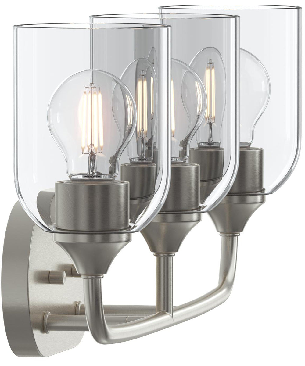 Ilia 3-Light Bath Vanity with Clear Glass Shade Brushed Nickel