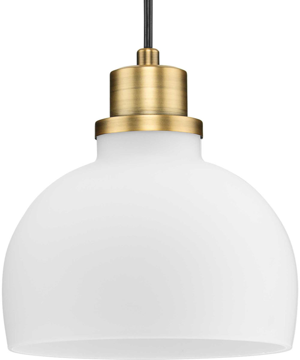 Garris 1-Light Etched Opal  Glass Transitional Mini-Pendant Vintage Brass