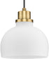 Garris 1-Light Etched Opal  Glass Transitional Mini-Pendant Vintage Brass