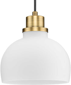 Garris 1-Light Etched Opal  Glass Transitional Mini-Pendant Vintage Brass