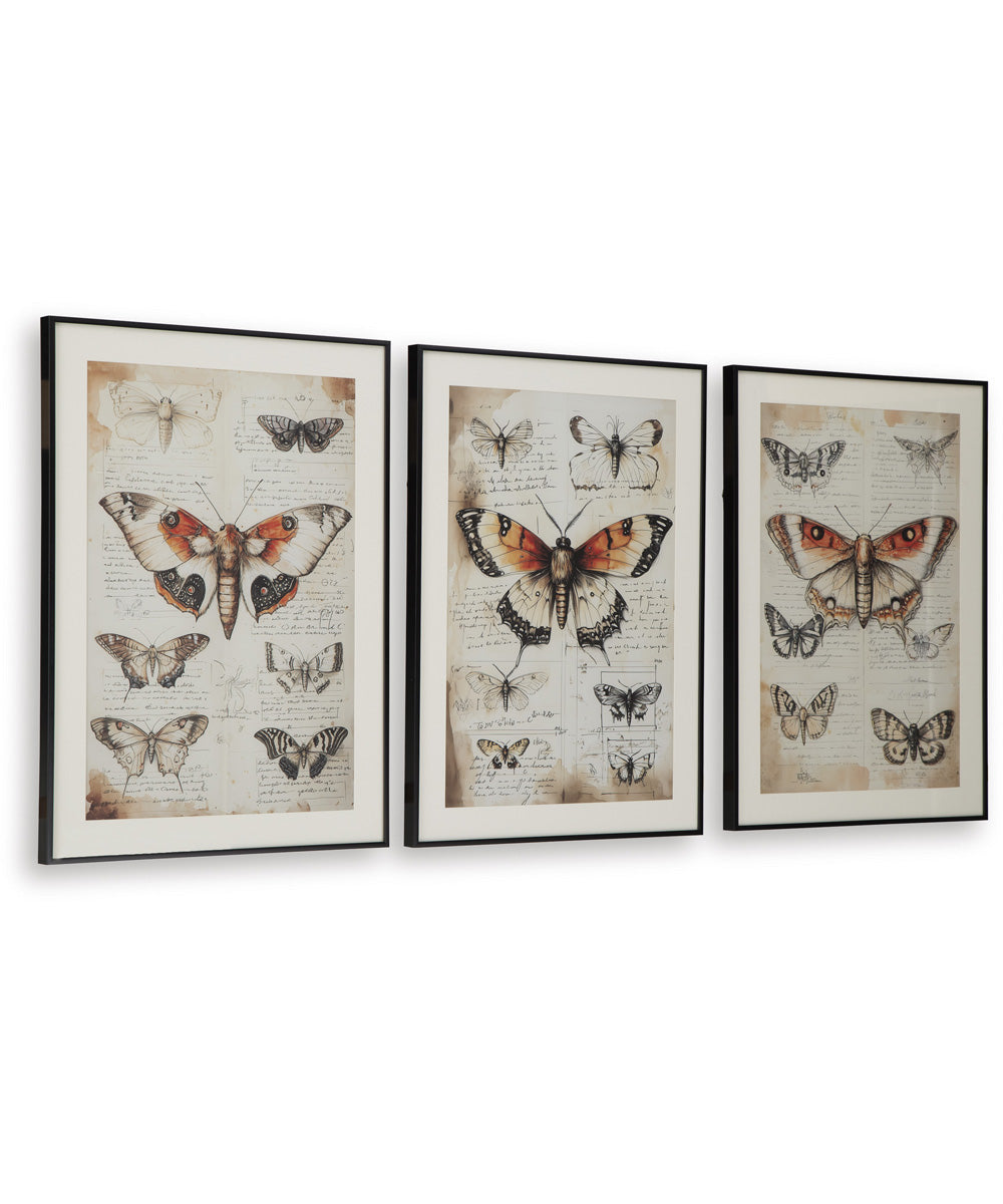 Jossletts Wall Art Set Set of 3 Orange/Black/Ivory