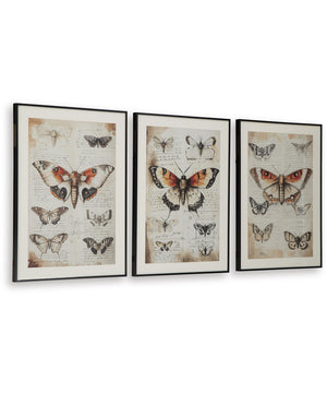 Jossletts Wall Art Set Set of 3 Orange/Black/Ivory