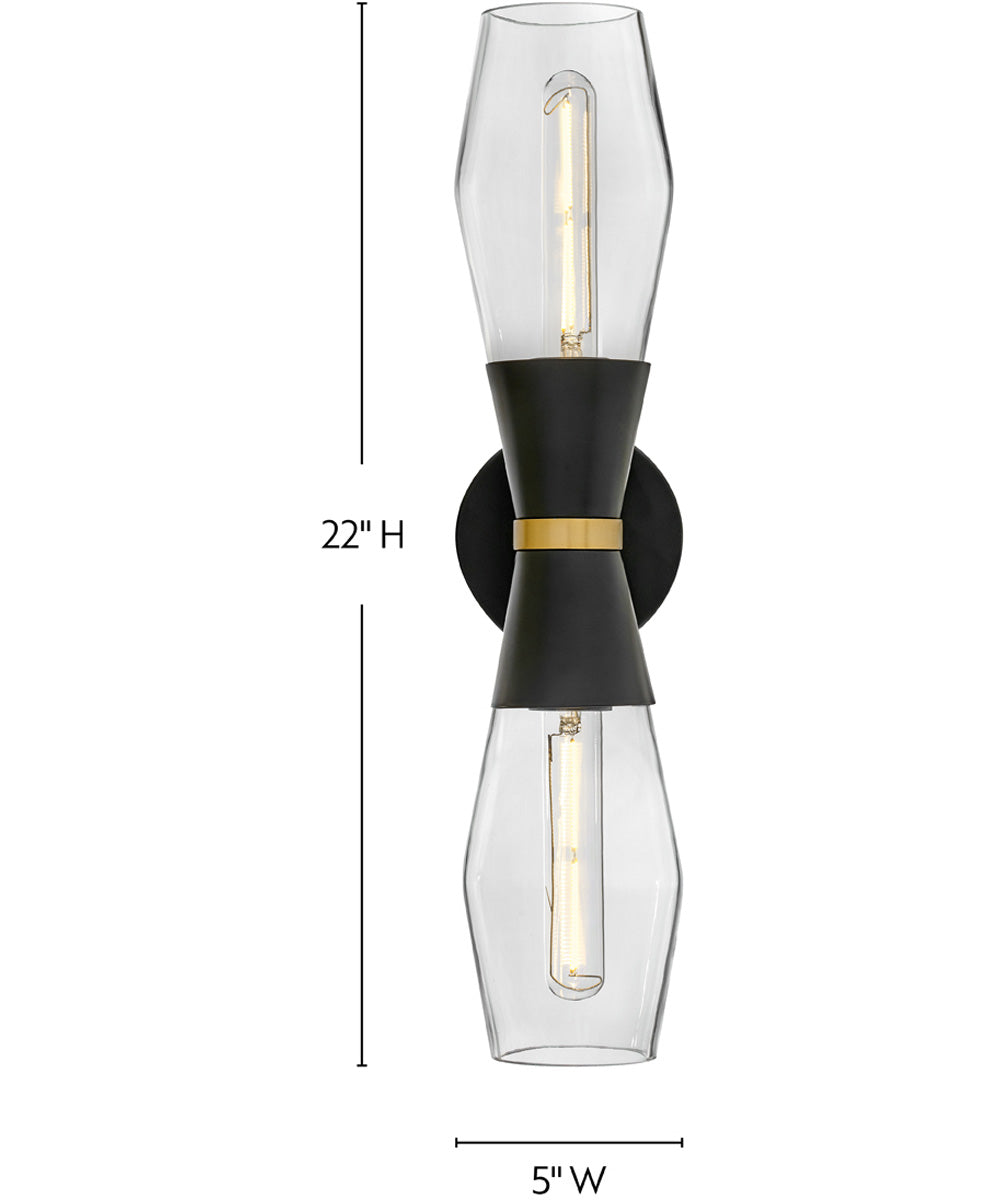 Livie 2-Light Large Two Light Sconce in Black