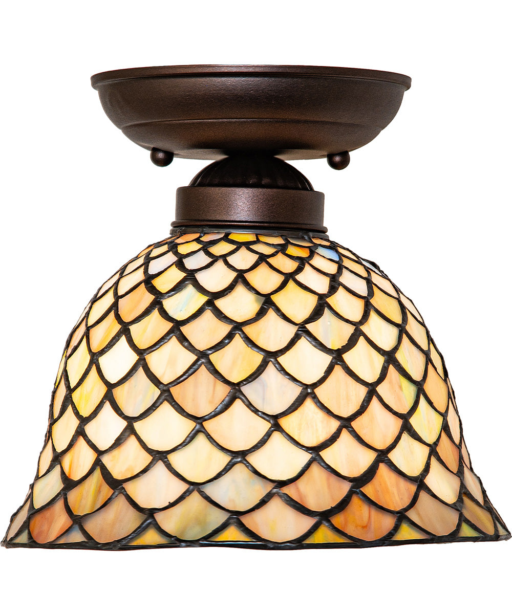 8" Wide Tiffany Fishscale Flushmount