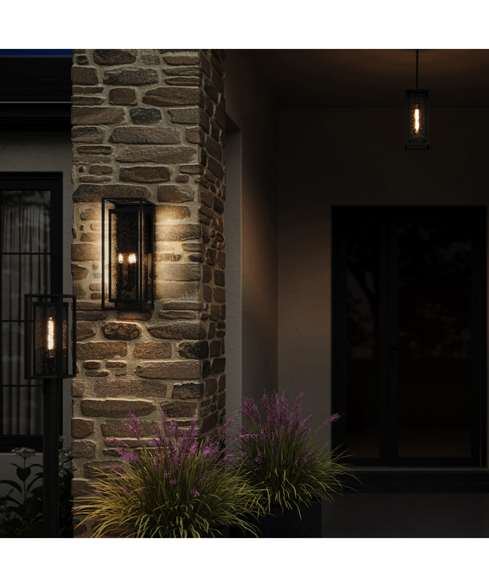 Shaw 25 inch 1 Light Outdoor Wall Light with Clear Glass Textured Black
