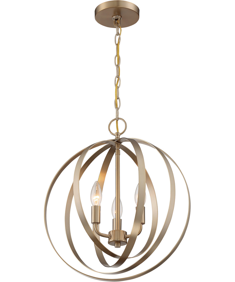 16"W Pendleton 3-Light Pendant Burnished Brass