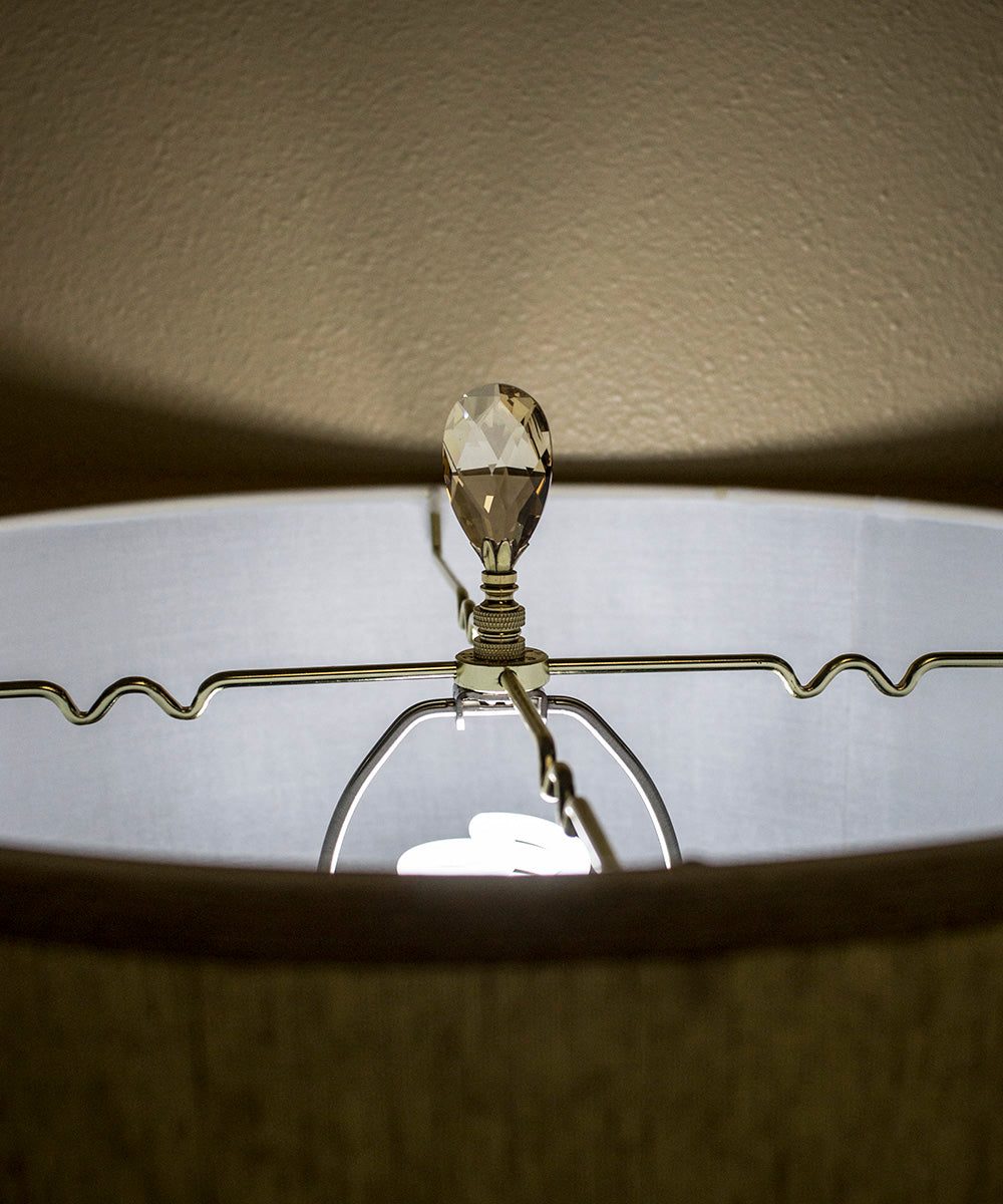 Swarovski Crystal Large Champagne Teardrops Polished Brass Lamp Finial 2.75"h