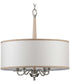 Durrell 4-Light Sailcloth Linen Fabric Shade Coastal Chandelier Light Brushed Nickel