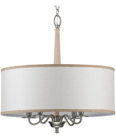 Durrell 4-Light Sailcloth Linen Fabric Shade Coastal Chandelier Light Brushed Nickel