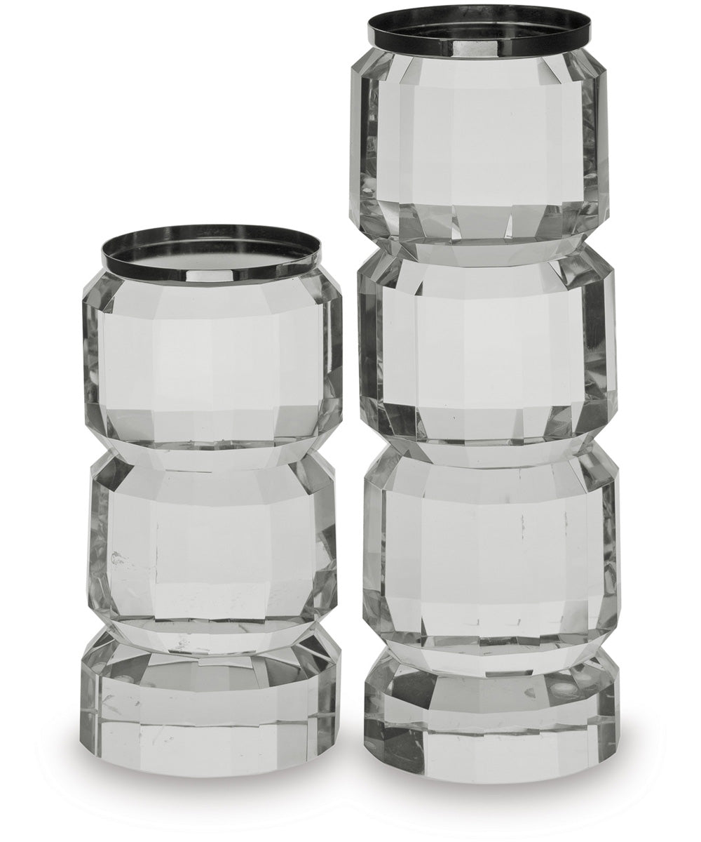 Brentley Candle Holder Set Set of 2 Clear/Silver