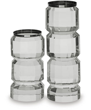 Brentley Candle Holder Set Set of 2 Clear/Silver