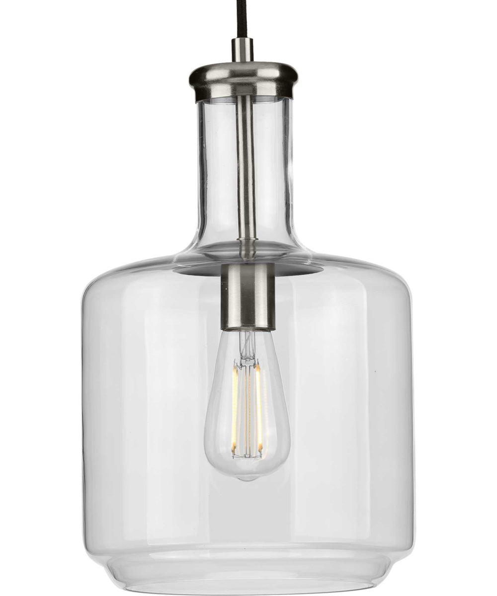 Latrobe 1-Light Clear Glass Coastal Pendant Light Brushed Nickel