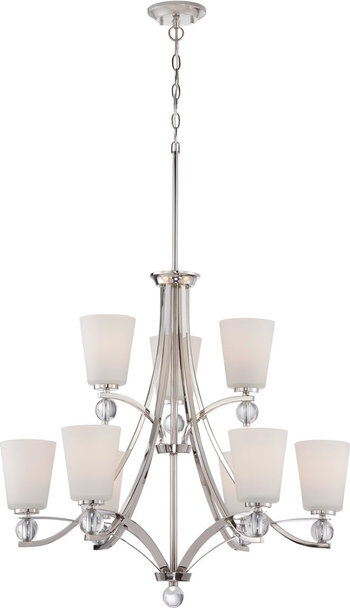 30"W Connie 9-Light Chandelier Polished Nickel