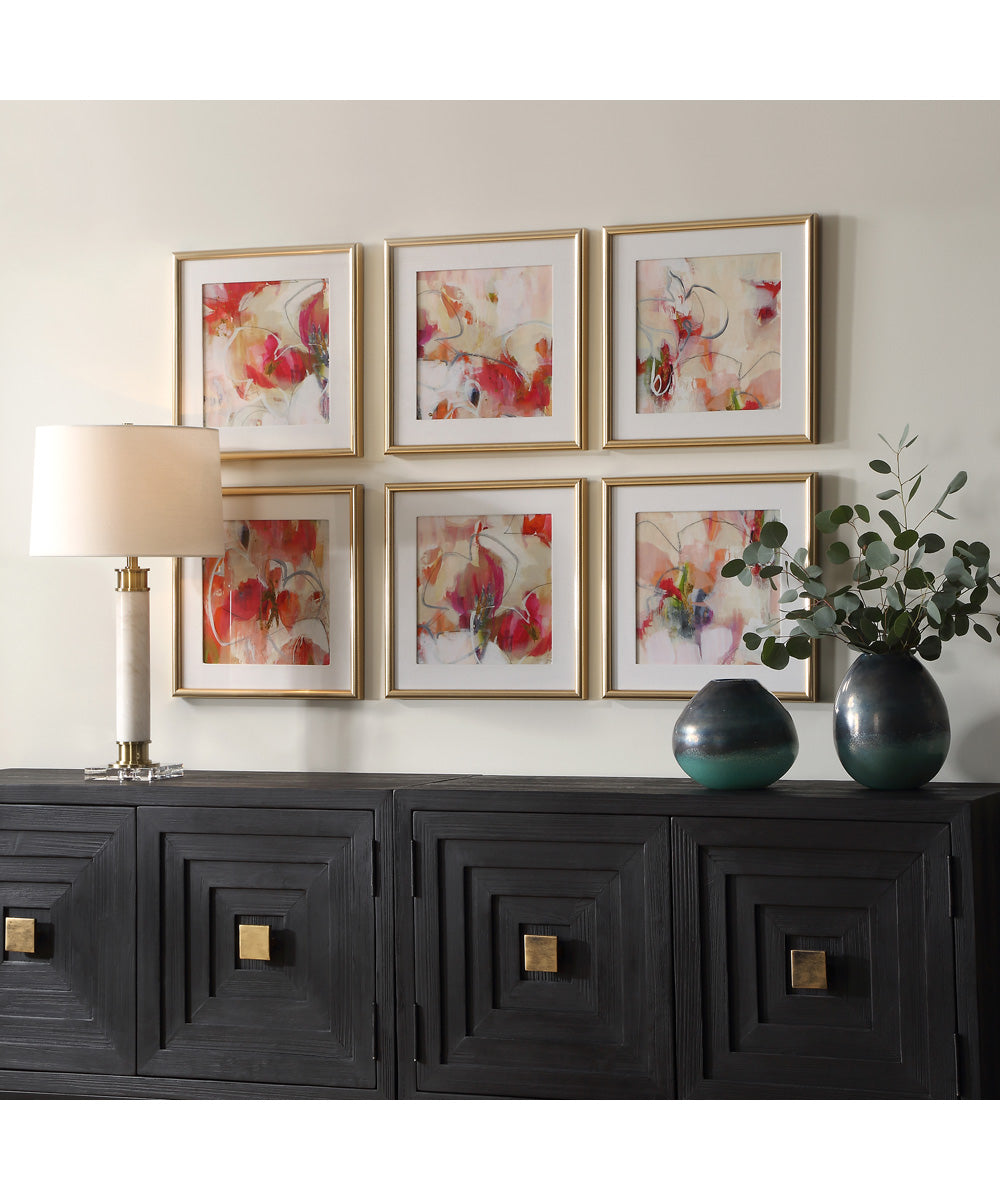 Fresh Start Red Abstract Prints, Set of 6