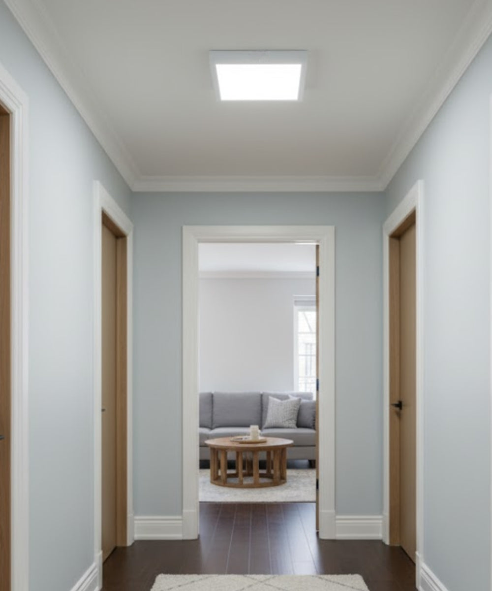 11"W 1-Light Square LED Flush Mount Light Fixture White Acrylic Finish