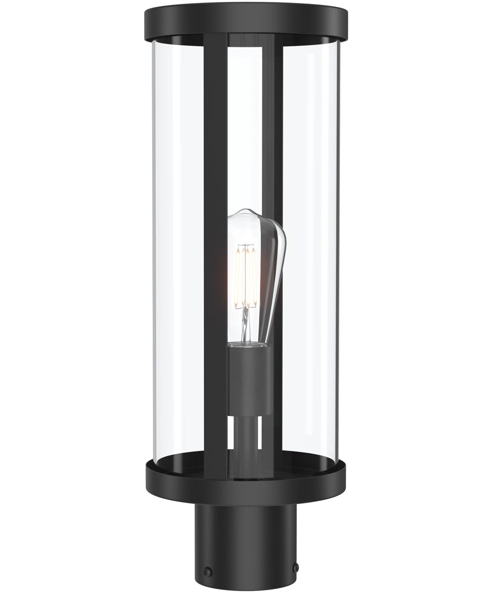 Kagen Outdoor Post Light with Clear Glass Panels Matte Black