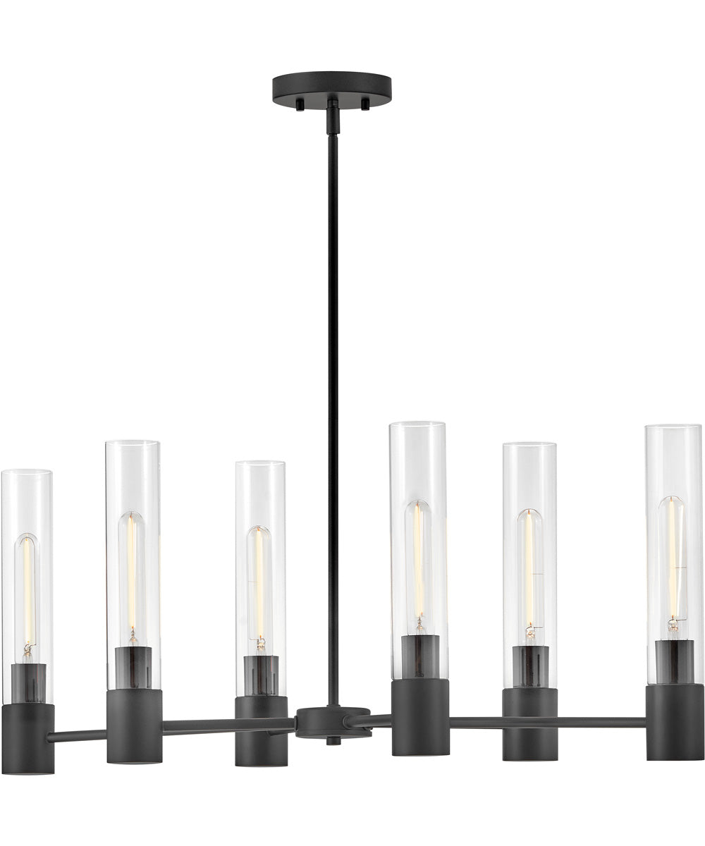 Shea 6-Light Small Linear Chandelier in Black