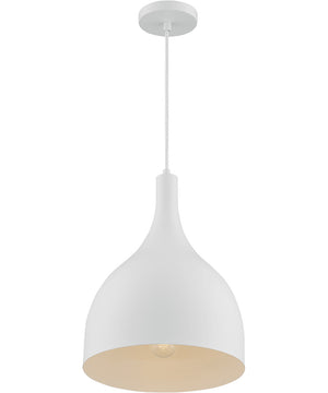 12"W Bellcap 1-Light Pendant Matte White