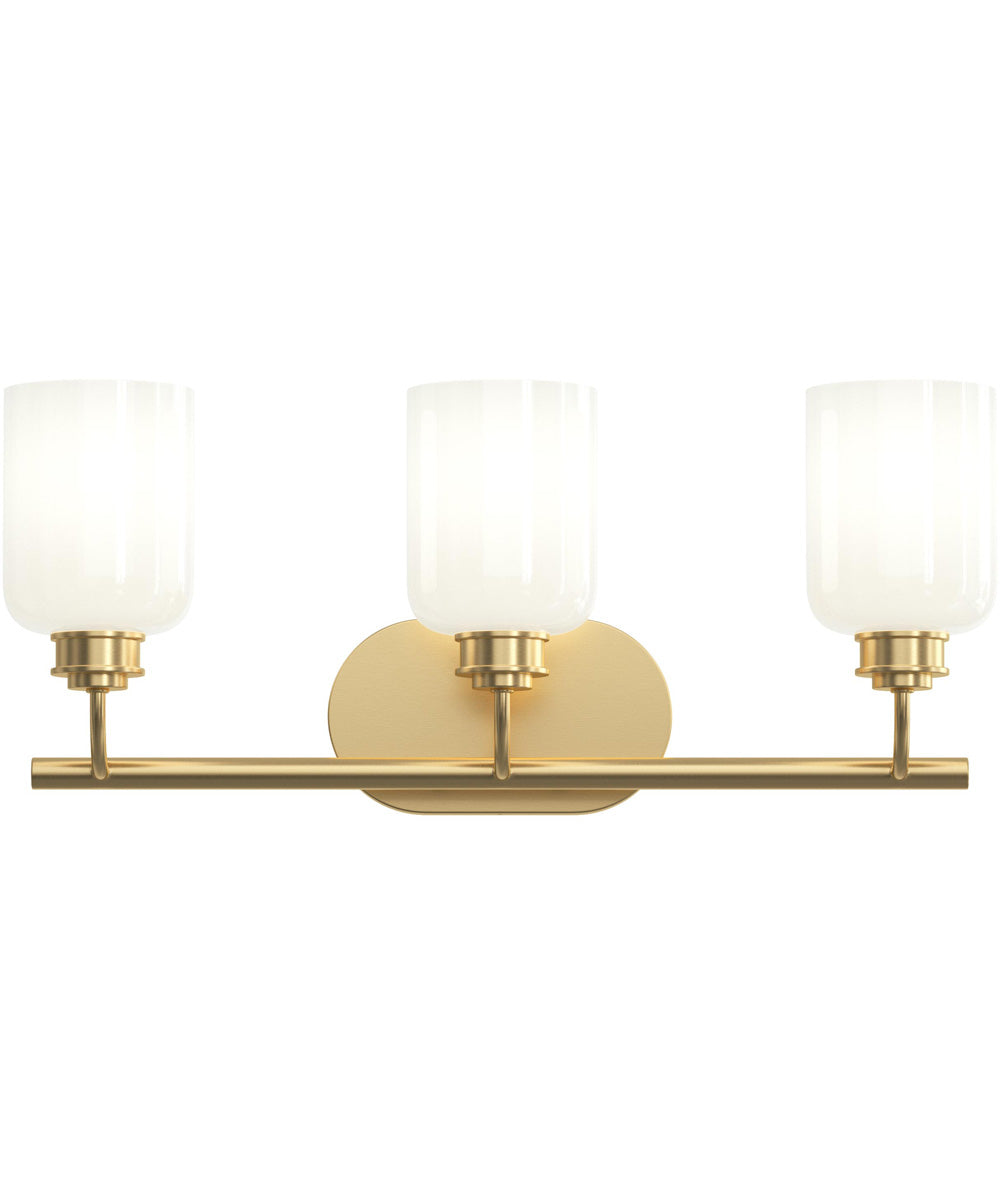 Reines 3-Light Bath Vanity with Opal Glass Shades Brushed Gold