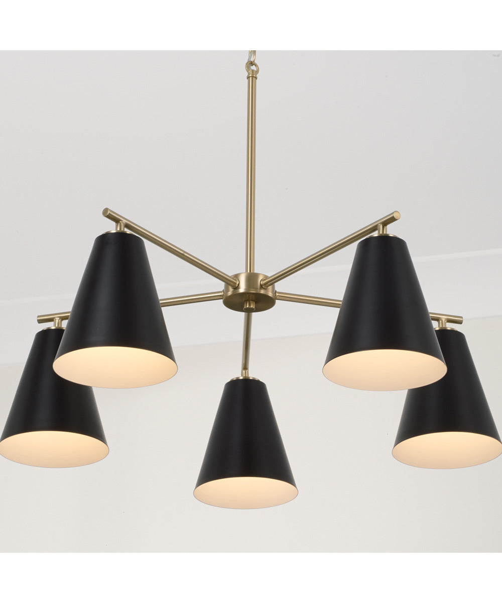 Charlie 5-Light Chandelier Matte Brass and Black
