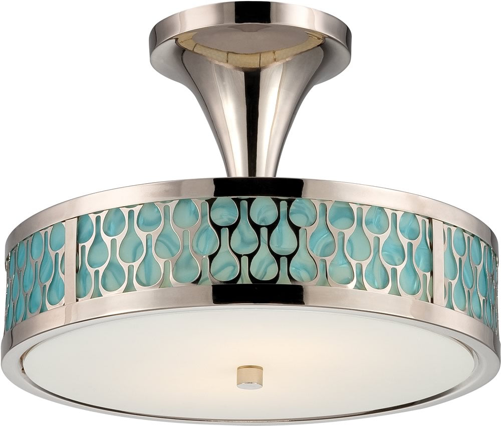 15"W Raindrop 2-Light LED Close-to-Ceiling Polished Nickel