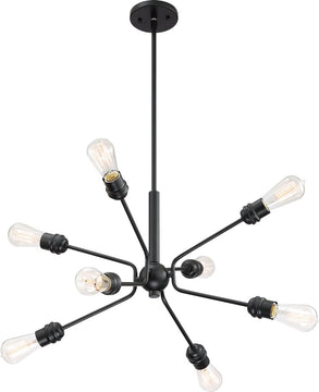 30"W Faraday 8-Light Pendant Black